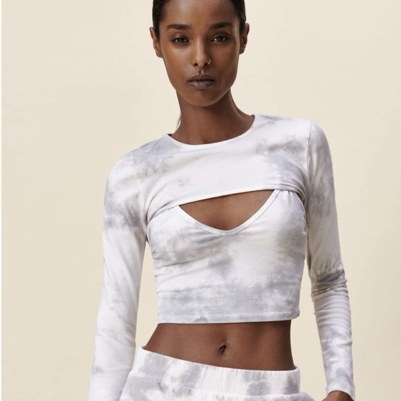 Zara Tops Nwt Zara Whitegray Tiedye Arm Warmer Sweater Poshmark